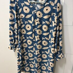 Ann Taylor blue and Beige Floral Dress